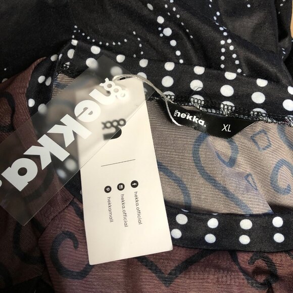 Hekka Black Maxi Dress Sheer Mesh Neckline Lace Hem Witchy Whimsigoth NEW - Picture 6 of 7